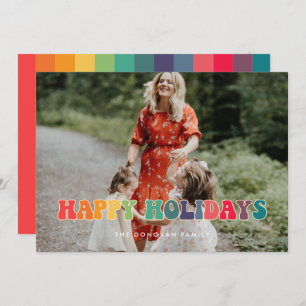 Retro 60s Hippie Fun Happy Holidays Photo Holiday Card