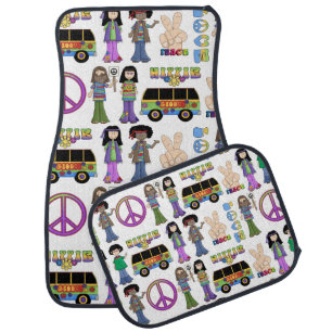 Retro 60s Hippie Love Peace Car Mat