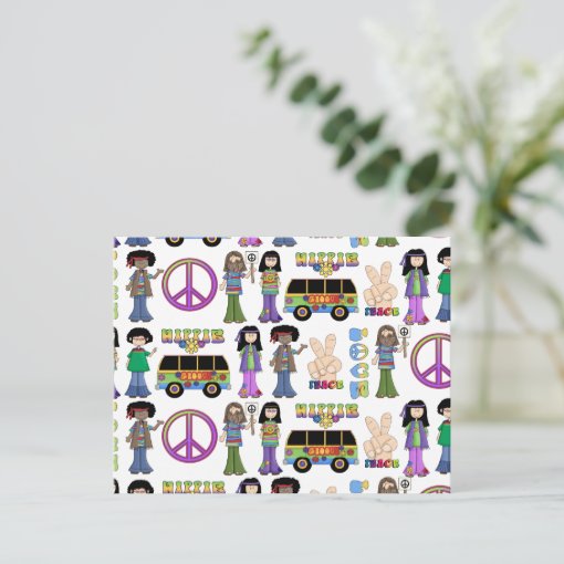 Retro 60s Hippie Love Peace Postcard | Zazzle