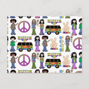Retro 60s Hippie Love Peace Postcard
