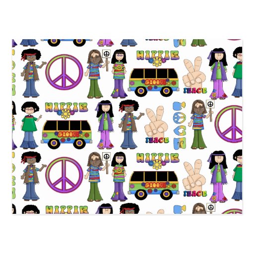 Retro 60s Hippie Love Peace Postcard | Zazzle