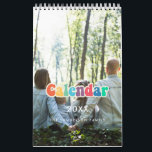 Retro 60s Hippie script family calendar 2025<br><div class="desc">A modern photo calendar with a retro 60s script to customize with your family pictures,  a perfect way to start the year 2025. Fully customizable text colors.</div>