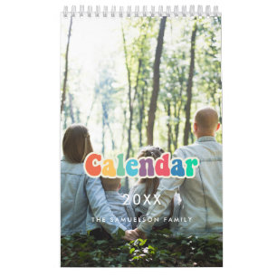 Retro 60s Hippie script family calendar 2027