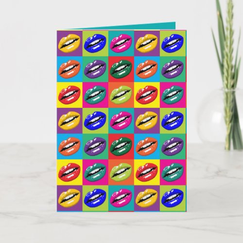 Retro 60s Lips Pop Culture Art Deco Personalize Card