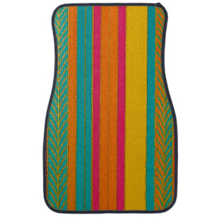 Retro 60s MOD Bright Stripes Car Floor Mat