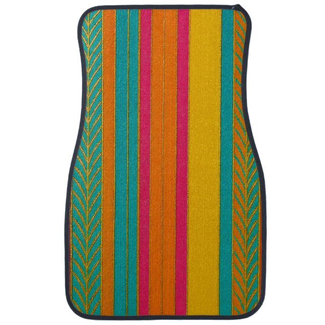 Retro 60s MOD Bright Stripes Car Floor Mat (Front)