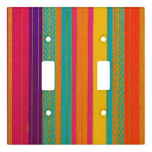 Retro 60s MOD Bright Stripes Light Switch Cover