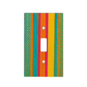 Retro 60s MOD Bright Stripes Light Switch Cover