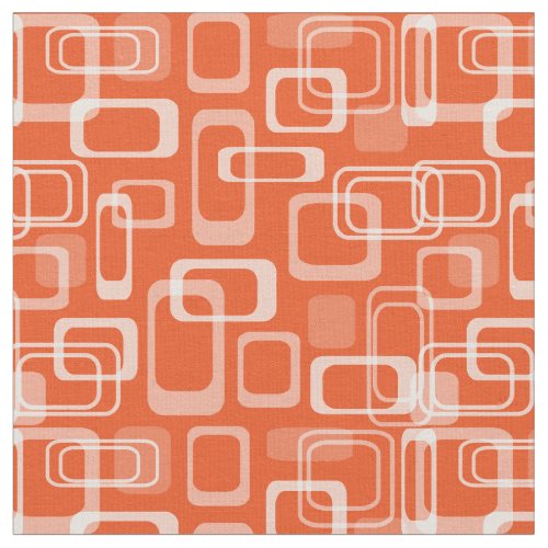 Retro 60s mod orange rounded squares pattern fabric