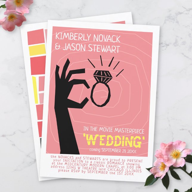 Retro 60s Movie Poster Mid-Century Modern Wedding Invitation (Creator Uploaded)