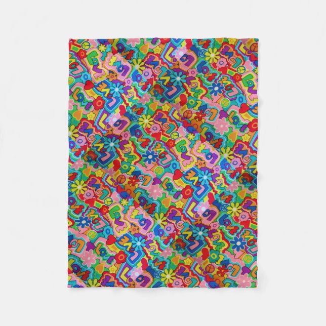 Retro / 60s Peace, Love, War Chic Fleece Blanket (Front)
