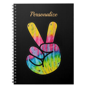 Retro 60s Peace Sign Hippie Colorful Personalize Notebook