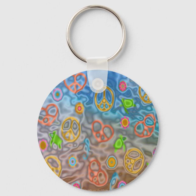 Retro 60s Peaceful Ocean Life Apparel Gifts Keychain (Front)