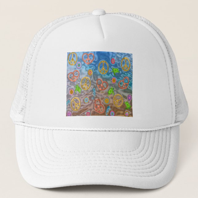 Retro 60s Peaceful Ocean Life Apparel Gifts Trucker Hat (Front)