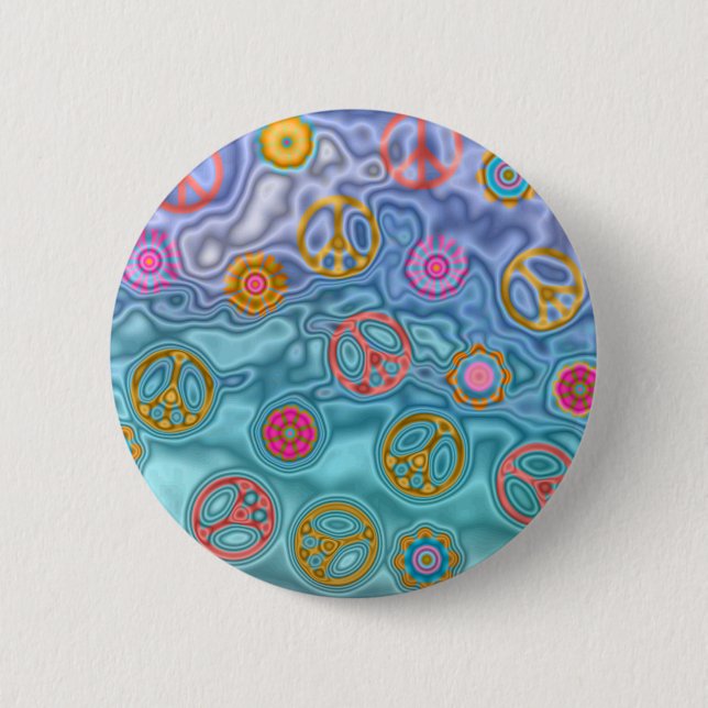 Retro 60s Peaceful Ocean Waves Apparel Gifts Button (Front)