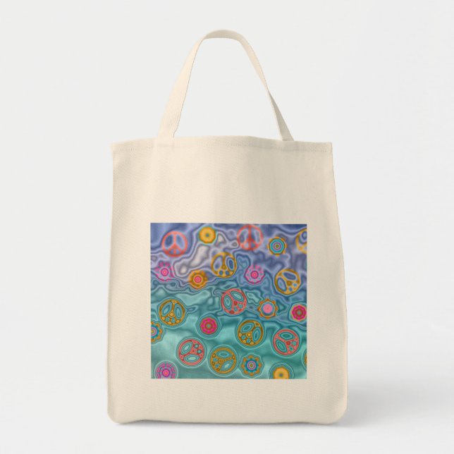 Retro 60s Peaceful Ocean Waves Apparel Gifts Tote Bag (Front)