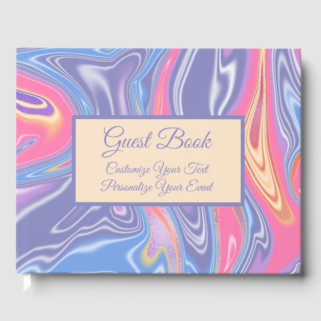 Retro 60s Psychedelic Abstract Pastel Pattern Guest Book (Front)