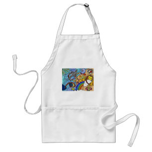 Retro 60s Psychedelic At The Beach Gifts Apparel Adult Apron