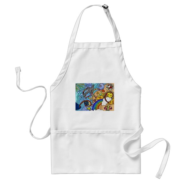 Retro 60s Psychedelic At The Beach Gifts Apparel Adult Apron (Front)