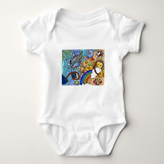 Retro 60s Psychedelic At The Beach Gifts Apparel Baby Bodysuit (Front)