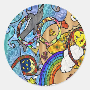 Retro 60s Psychedelic At The Beach Gifts Apparel Classic Round Sticker