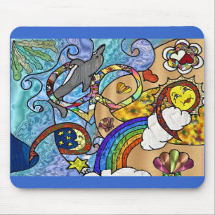 Retro 60s Psychedelic At The Beach Gifts Apparel Mouse Pad