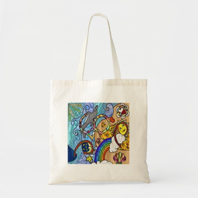 Retro 60s Psychedelic At The Beach Gifts Apparel Tote Bag (Front)