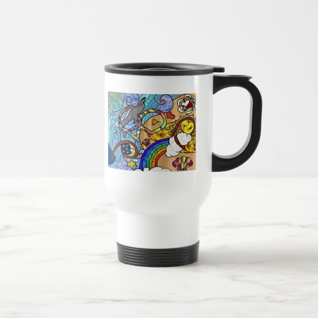 Retro 60s Psychedelic At The Beach Gifts Apparel Travel Mug (Right)