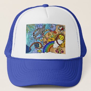 Retro 60s Psychedelic At The Beach Gifts Apparel Trucker Hat by leehillerloveadvice at Zazzle