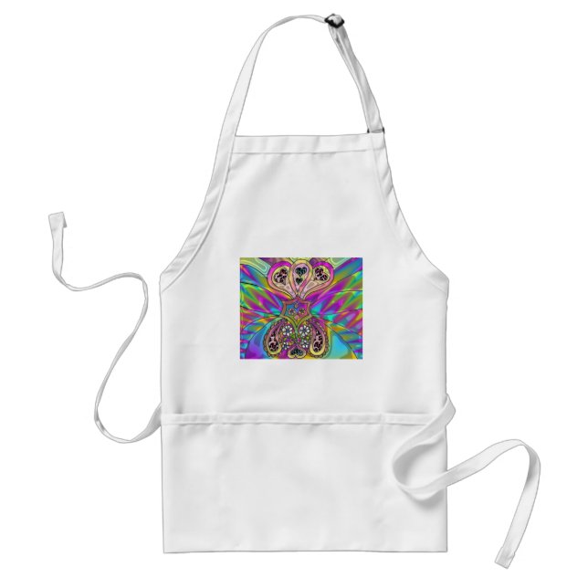 Retro 60s Psychedelic Hearts Flowers Gifts Apparel Adult Apron (Front)