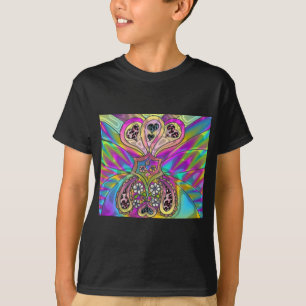 Retro 60s Psychedelic Hearts Flowers Gifts Apparel T-Shirt