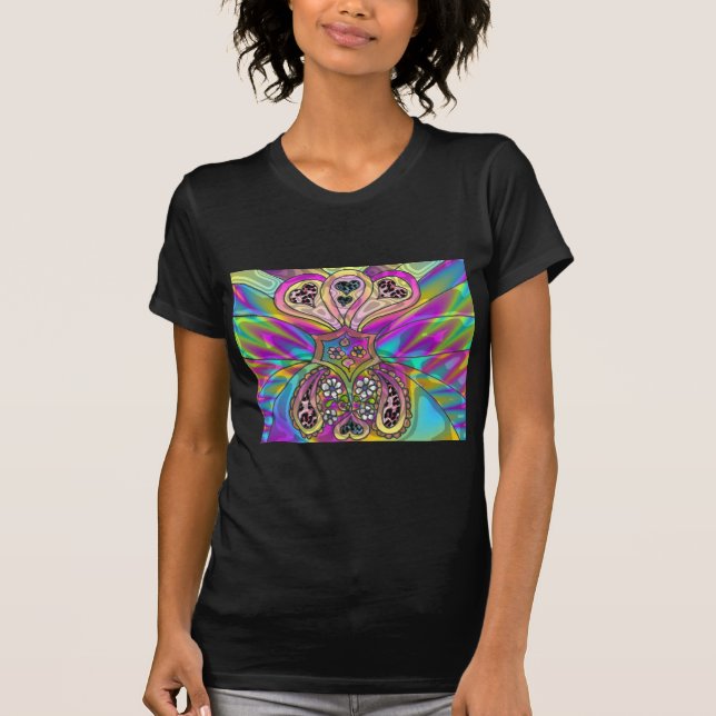Retro 60s Psychedelic Hearts Flowers Gifts Apparel T-Shirt (Front)