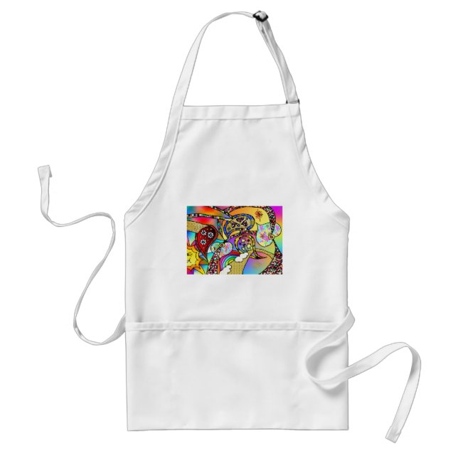 Retro 60s Psychedelic Hearts Paisley Gifts Apparel Adult Apron (Front)