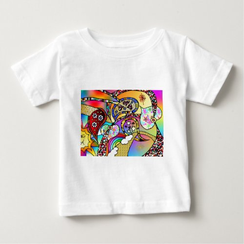 Retro 60s Psychedelic Hearts Paisley Gifts Apparel Baby T_Shirt