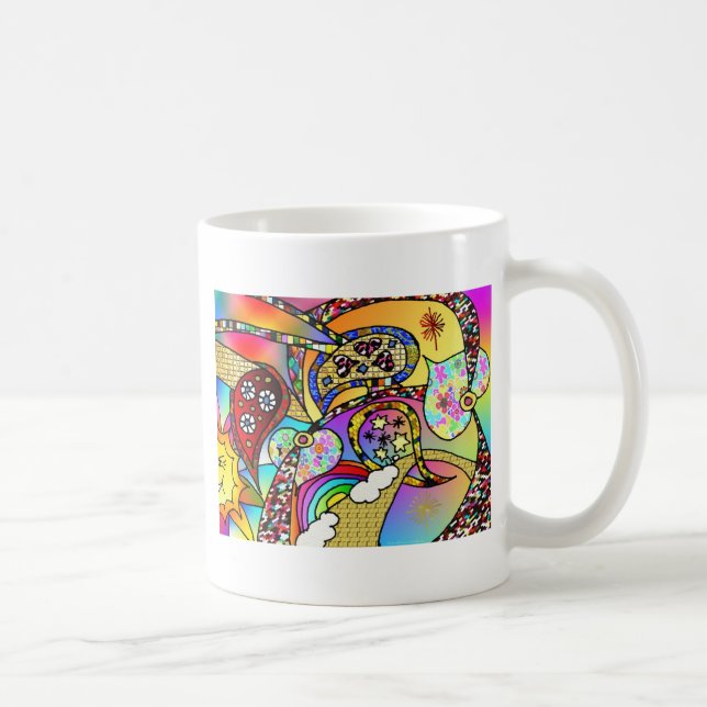 Retro 60s Psychedelic Hearts Paisley Gifts Apparel Coffee Mug (Right)