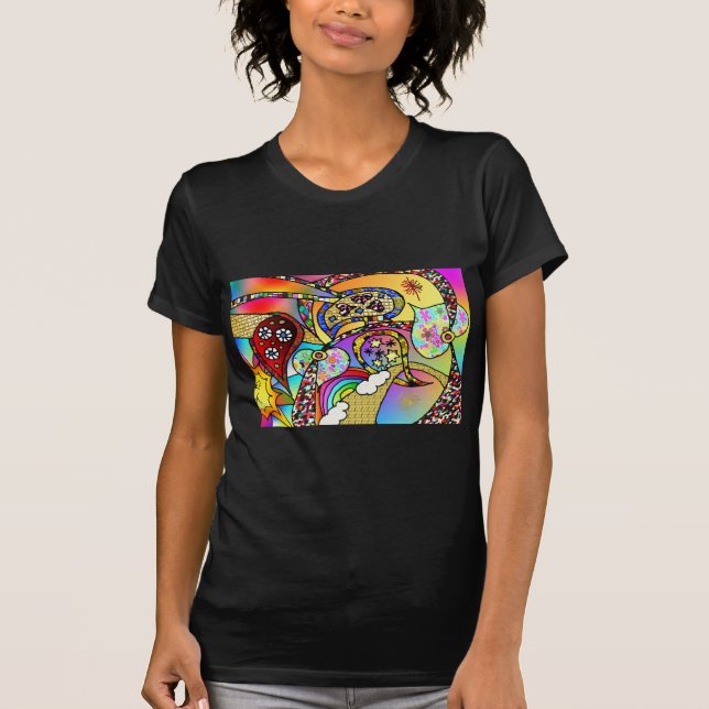 Retro 60s Psychedelic Hearts Paisley Gifts Apparel T-Shirt (Front)