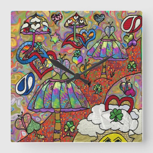 Retro 60s Psychedelic Magic Mushroom Wall Clock