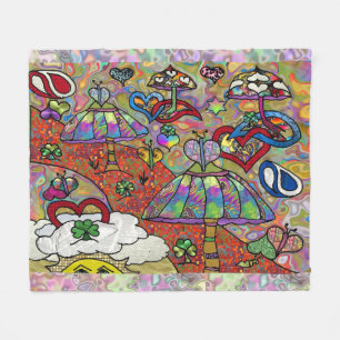 Retro 60s Psychedelic Magic Mushrooms Blanket