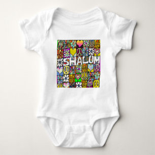Retro 60s Psychedelic Shalom LOVE Apparel Gifts Baby Bodysuit