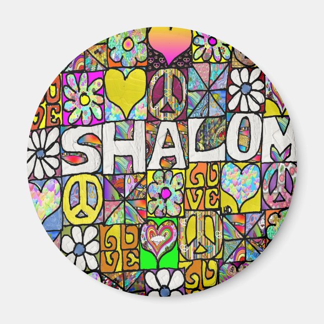 Retro 60s Psychedelic Shalom LOVE Apparel Gifts Magnet (Front)