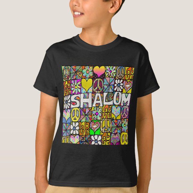 Retro 60s Psychedelic Shalom LOVE Apparel Gifts T-Shirt (Front)