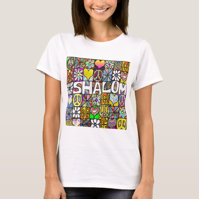Retro 60s Psychedelic Shalom LOVE Apparel Gifts T-Shirt (Front)