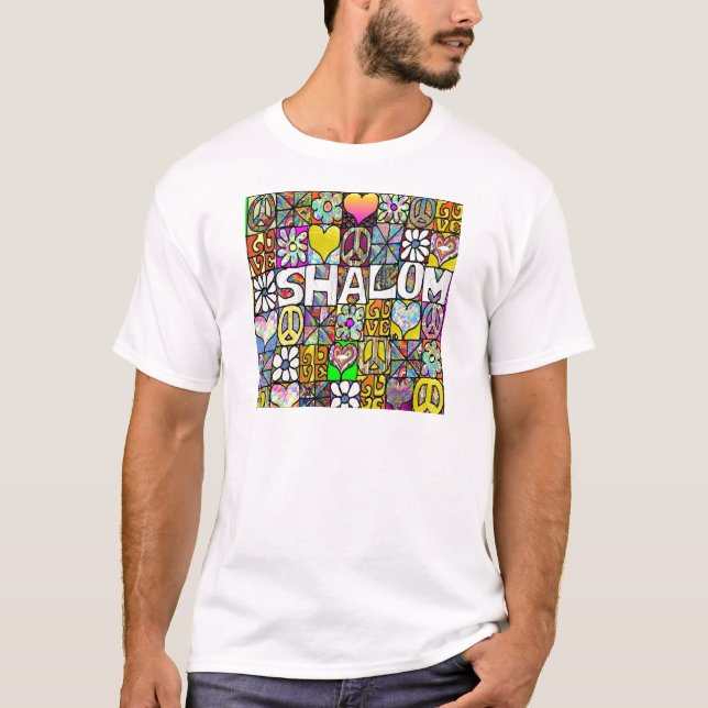 Retro 60s Psychedelic Shalom LOVE Apparel Gifts T-Shirt (Front)