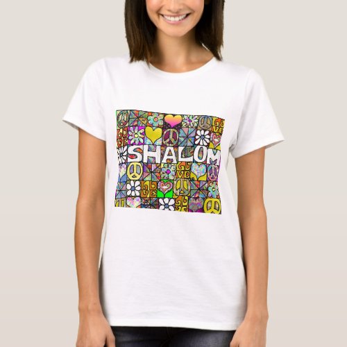 Retro 60s Psychedelic Shalom LOVE Apparel Gifts T_Shirt