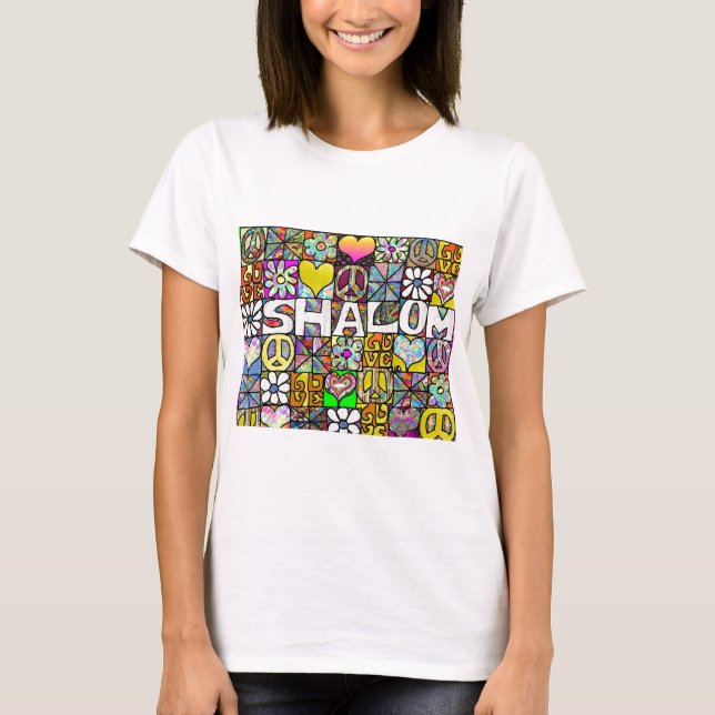 Retro 60s Psychedelic Shalom LOVE Apparel Gifts T-Shirt (Front)