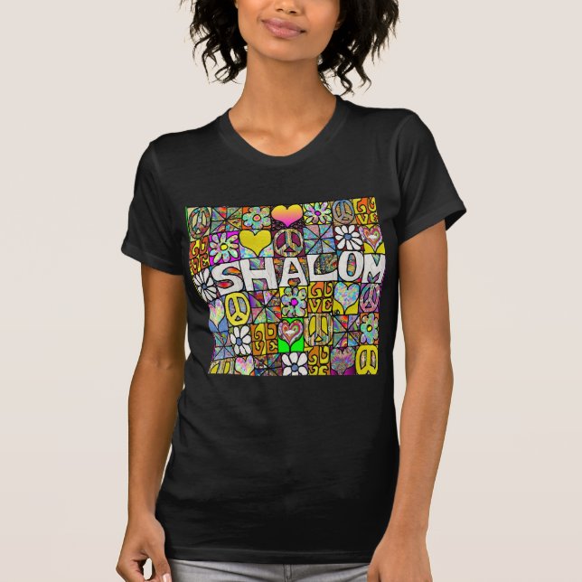 Retro 60s Psychedelic Shalom LOVE Apparel Gifts T-Shirt (Front)