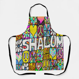 Retro 60s Psychedelic Shalom LOVE  Apron