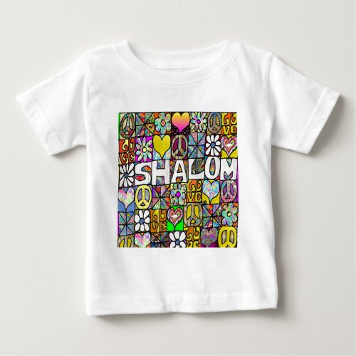 Retro 60s Psychedelic Shalom LOVE Baby T_Shirt