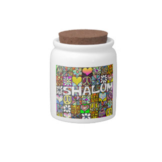 Retro 60s Psychedelic Shalom LOVE Candy Jar