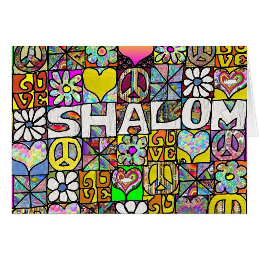 Retro 60s Psychedelic Shalom LOVE Cards (Front Horizontal)